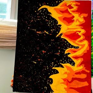 Fire painting on canvas